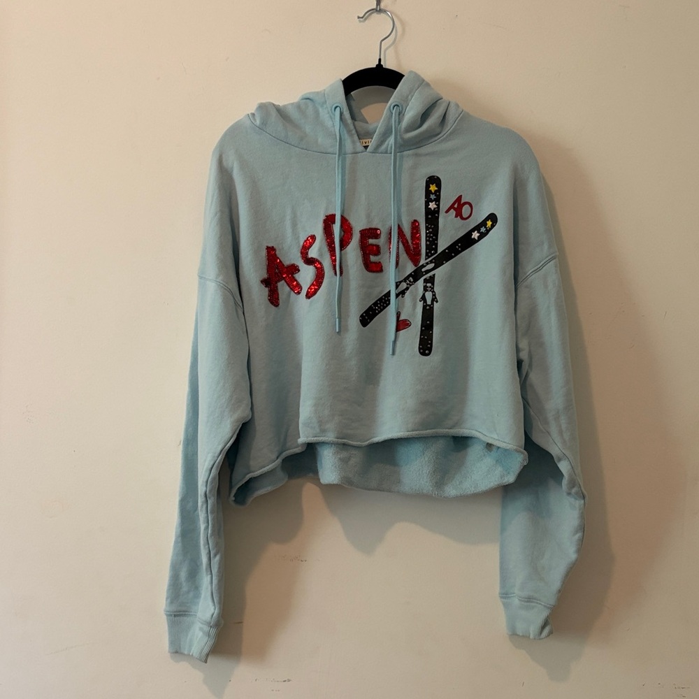 Embellished  Alice + Olivia Aspen Ski Cropped Hoodie